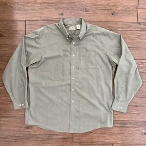 L.L.Bean Button Down Shirt Green Plaid Long Sleeve Cotton XL